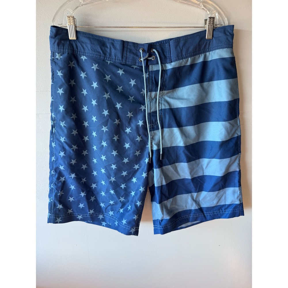 Redhead Mens Blue Americana Stars and Stripes Swim Trunks Large NWT Patriotic